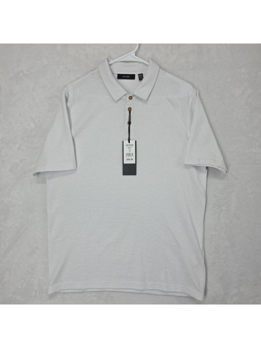 Hedge SAMPLE Ribbed Knit Short Sleeve Casual Henley Sz M Outdoor Sports White